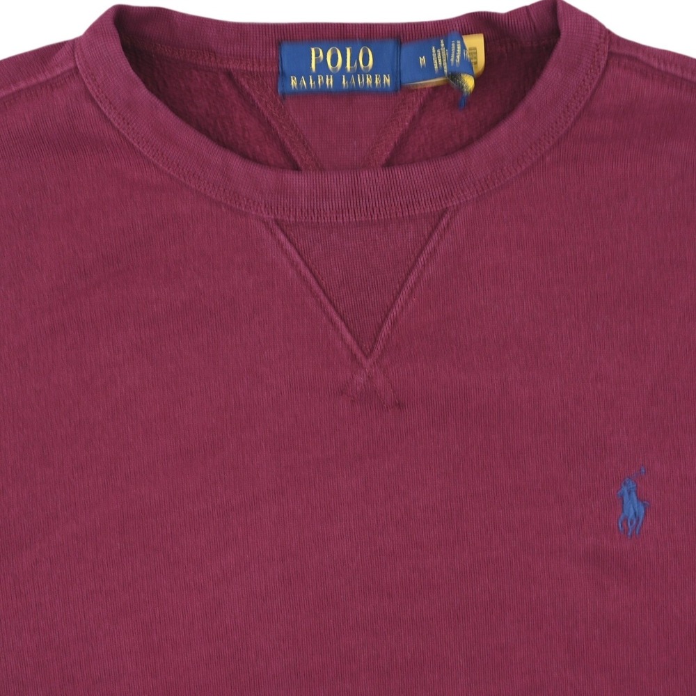 Polo Ralph Lauren Crewneck M Burgundy Maroon Blue Pony Fleece Pullover